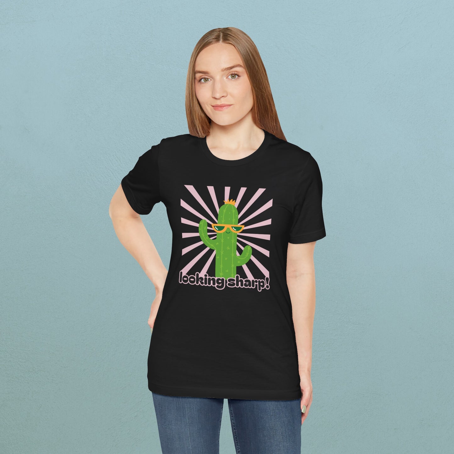 Looking Sharp! Cactus with sunglasses - Unisex Jersey T-Shirt