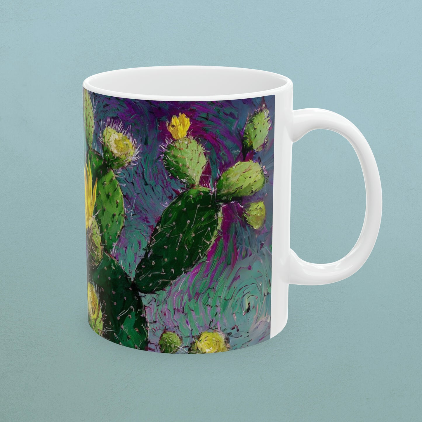 Van Gogh Style Cactus 1 - Ceramic Cactus Print Mug , 11oz