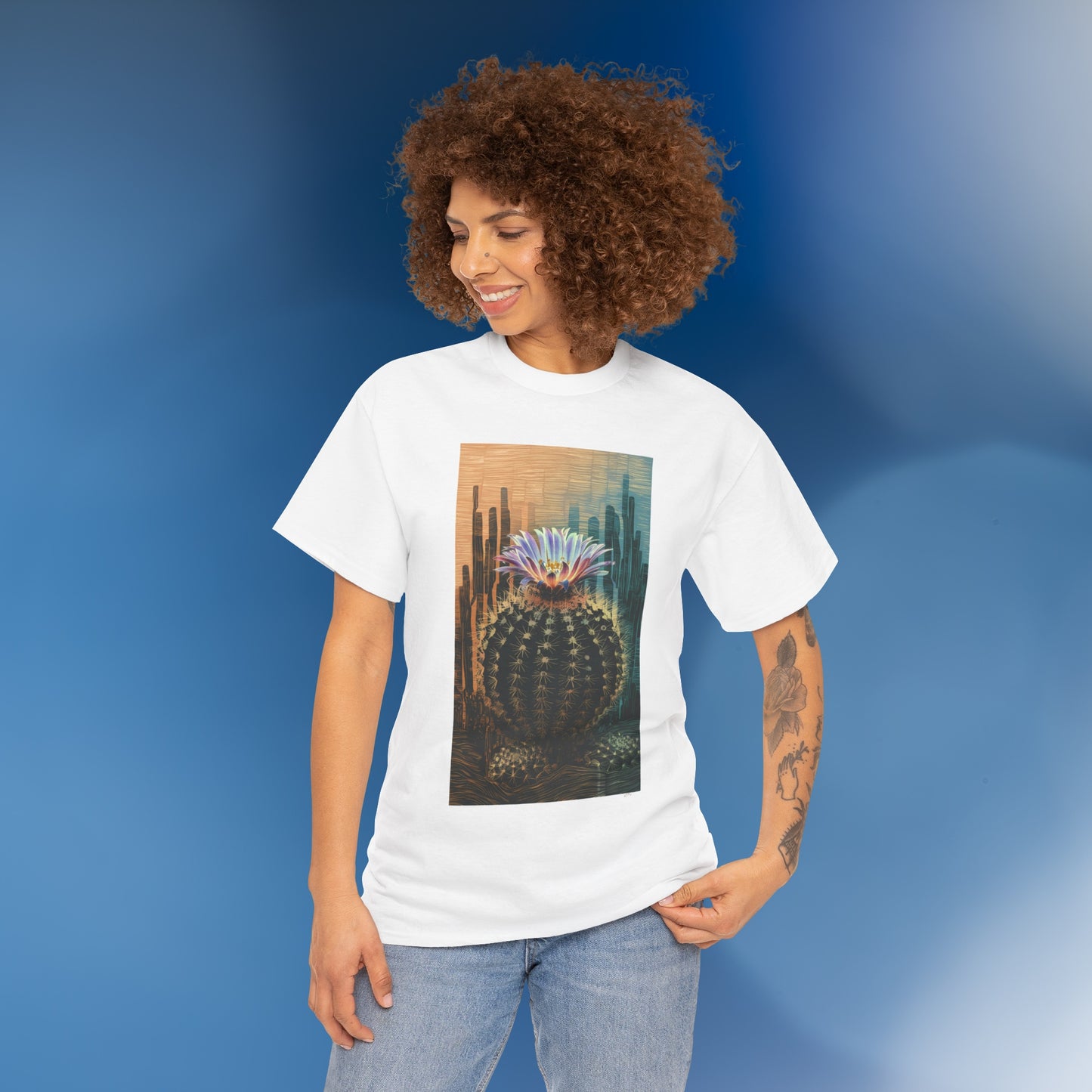 Linocut Cactus 3 - Unisex Cactus T-Shirt