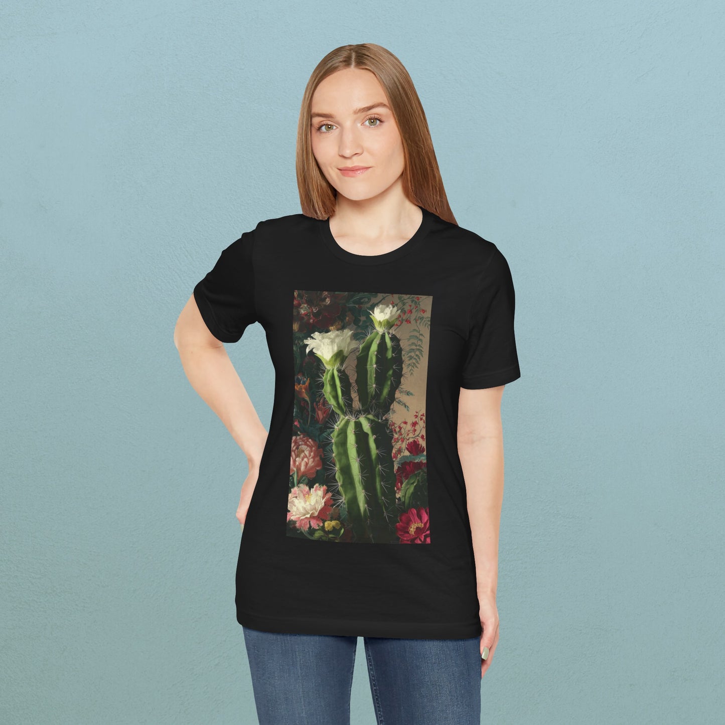 Oil Painting Cactus in Bloom - Unisex Jersey T-Shirt