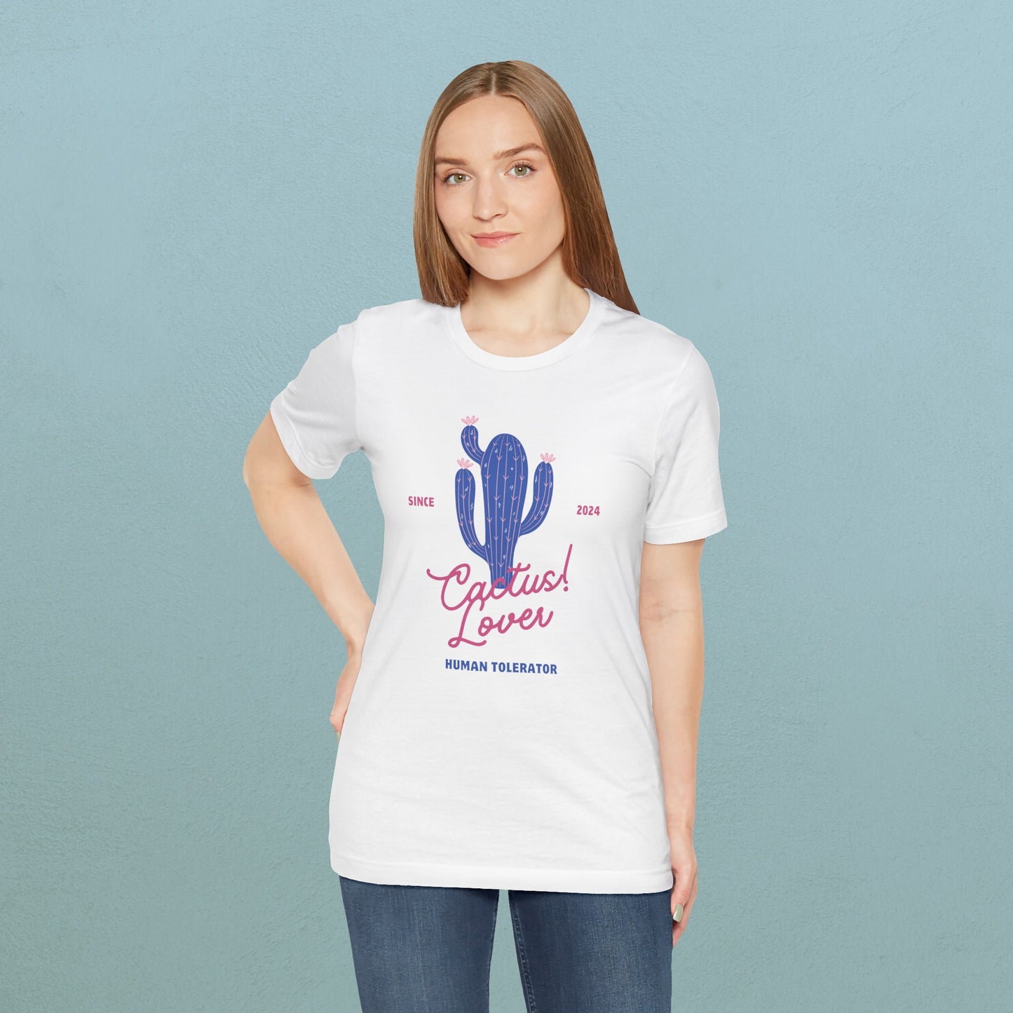 Cactus Lover, human tolerator purple - Unisex Jersey T-Shirt