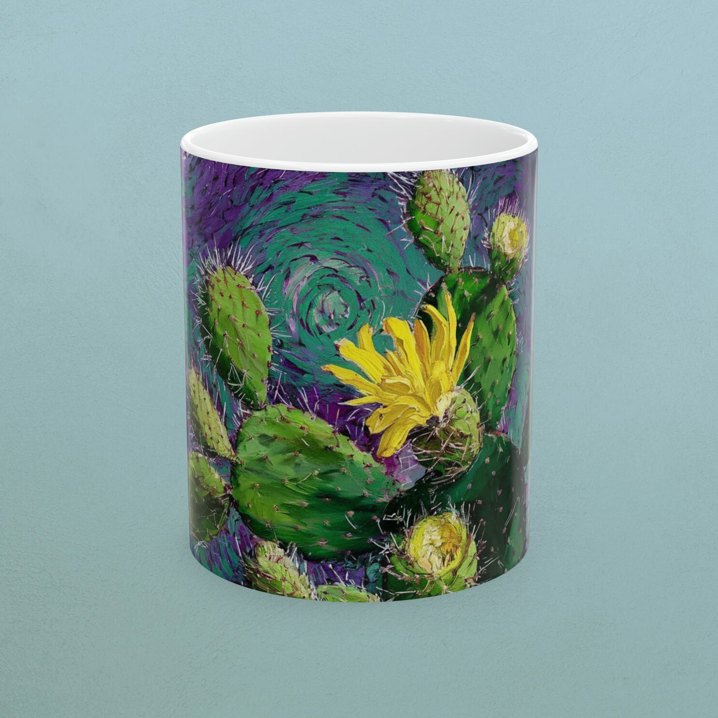 Van Gogh Style Cactus 1 - Ceramic Cactus Print Mug , 11oz