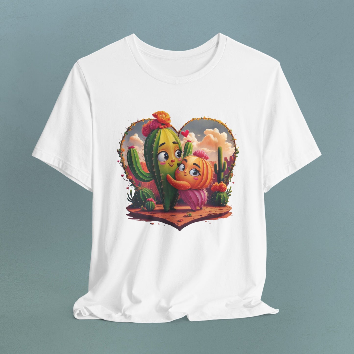 Cartoon Cactuses in love - Unisex Jersey T-Shirt