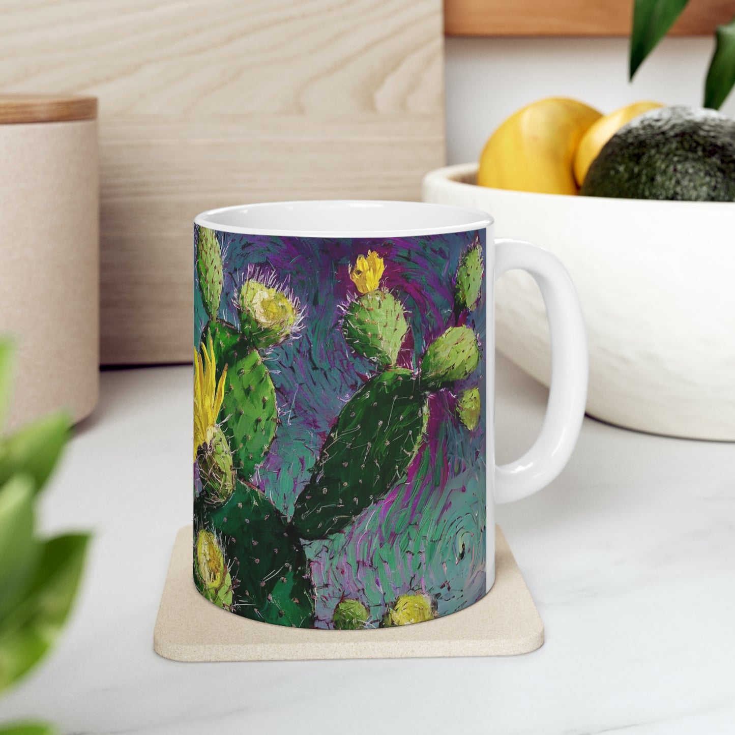 Van Gogh Style Cactus 1 - Ceramic Cactus Print Mug , 11oz