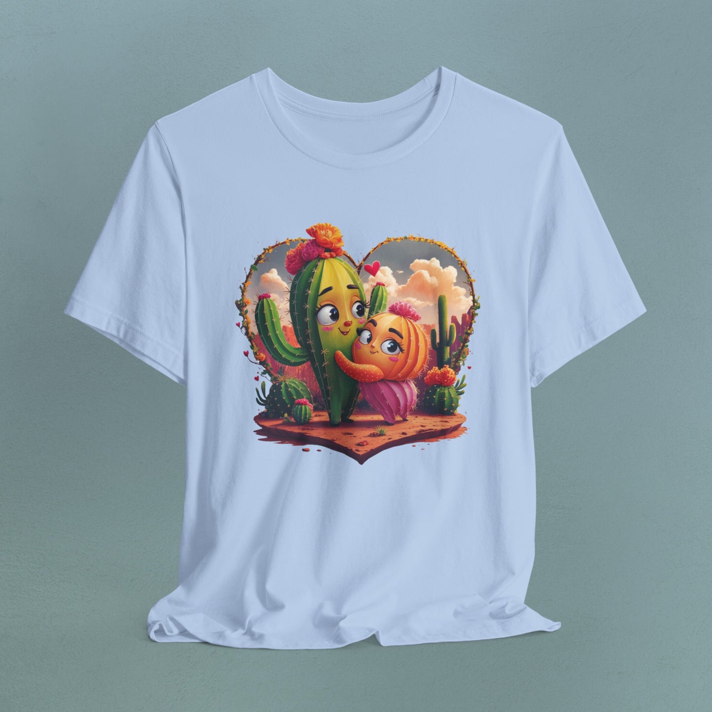 Cartoon Cactuses in love - Unisex Jersey T-Shirt