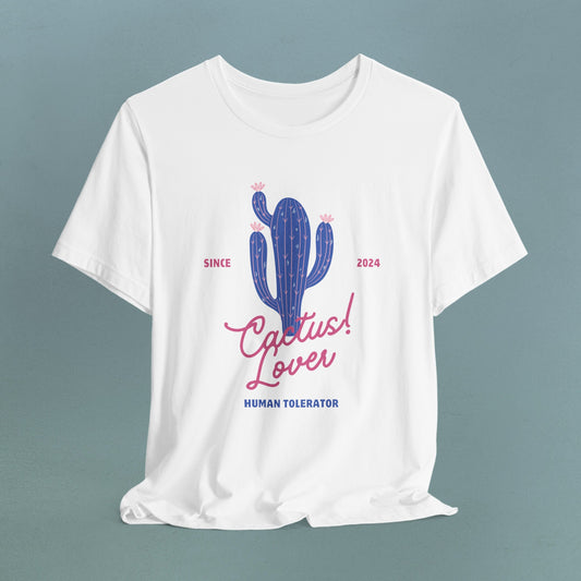 Cactus Lover, human tolerator purple - Unisex Jersey T-Shirt