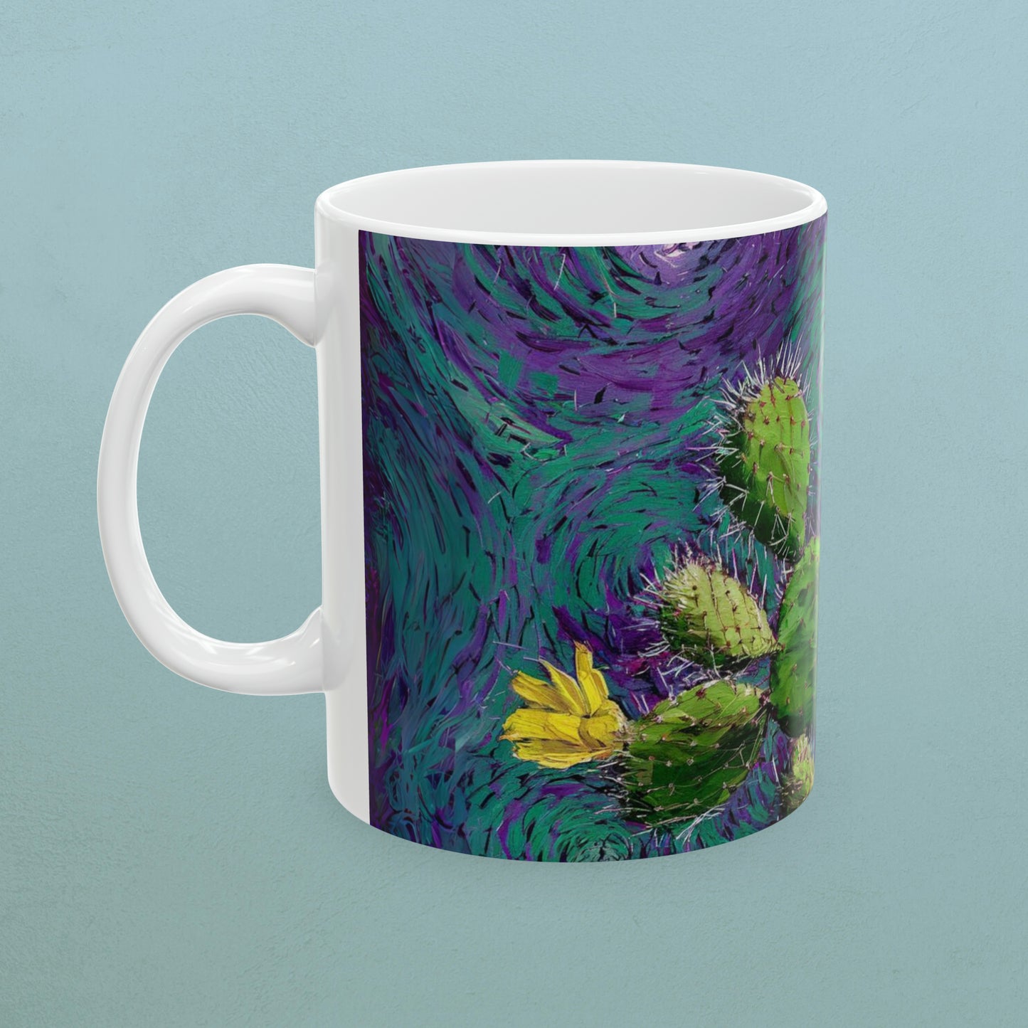 Van Gogh Style Cactus 1 - Ceramic Cactus Print Mug , 11oz