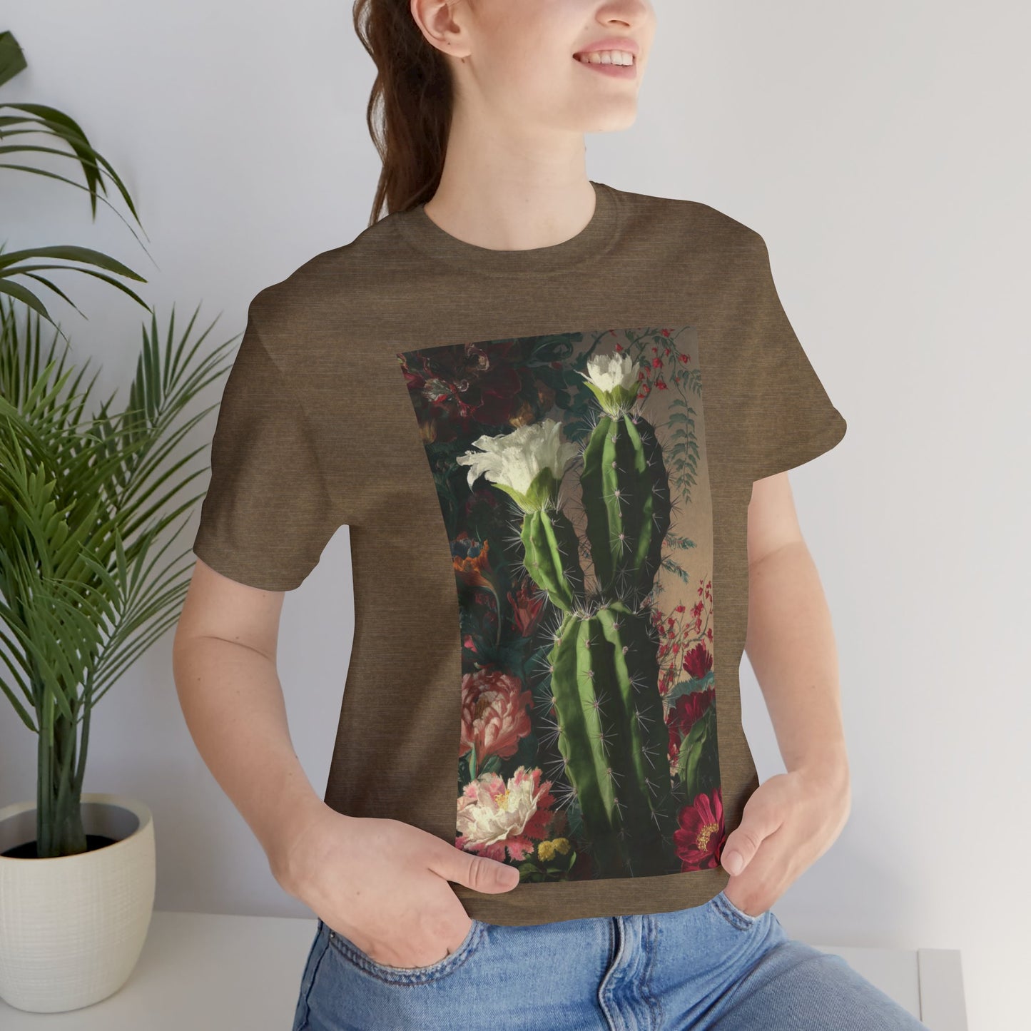 Oil Painting Cactus in Bloom - Unisex Jersey T-Shirt