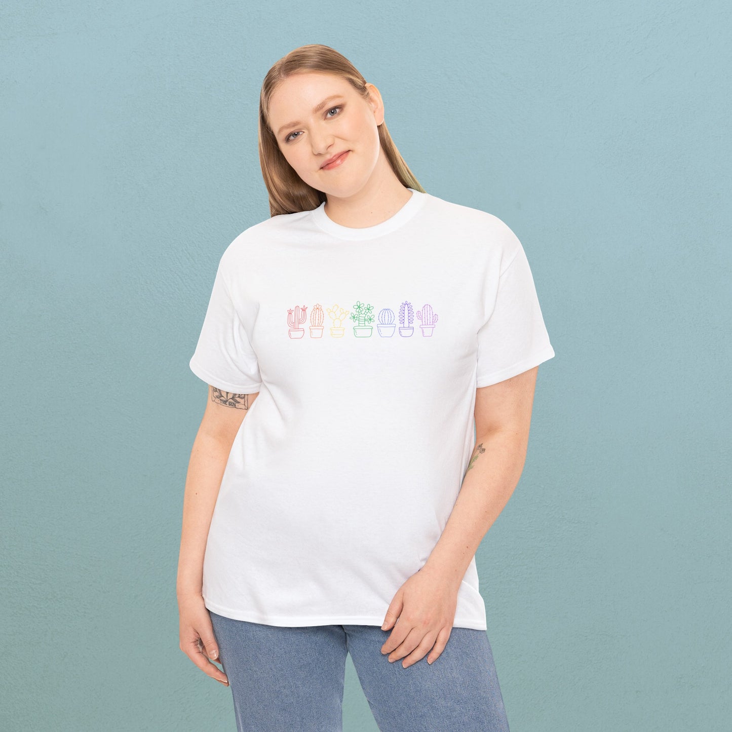 Succulents in line rainbow - Unisex Succulent T-Shirt