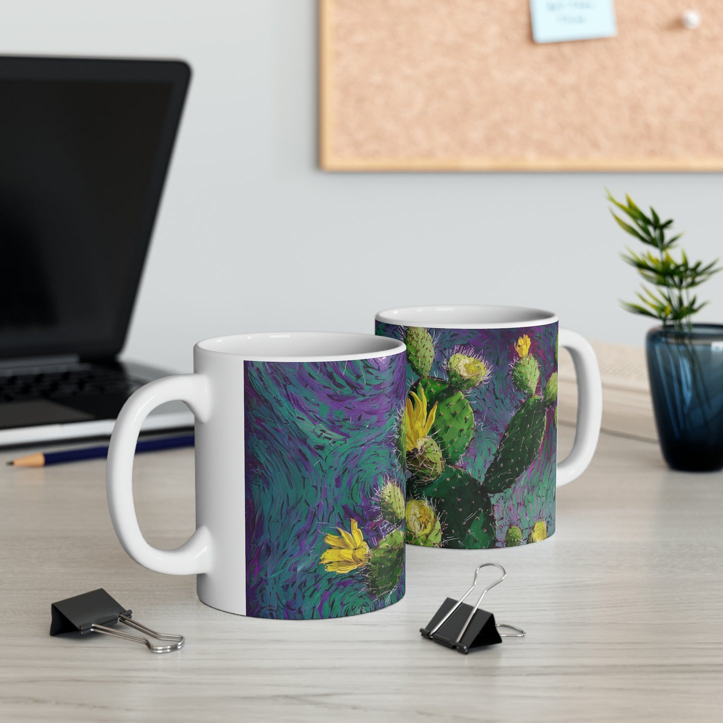 Van Gogh Style Cactus 1 - Ceramic Cactus Print Mug , 11oz